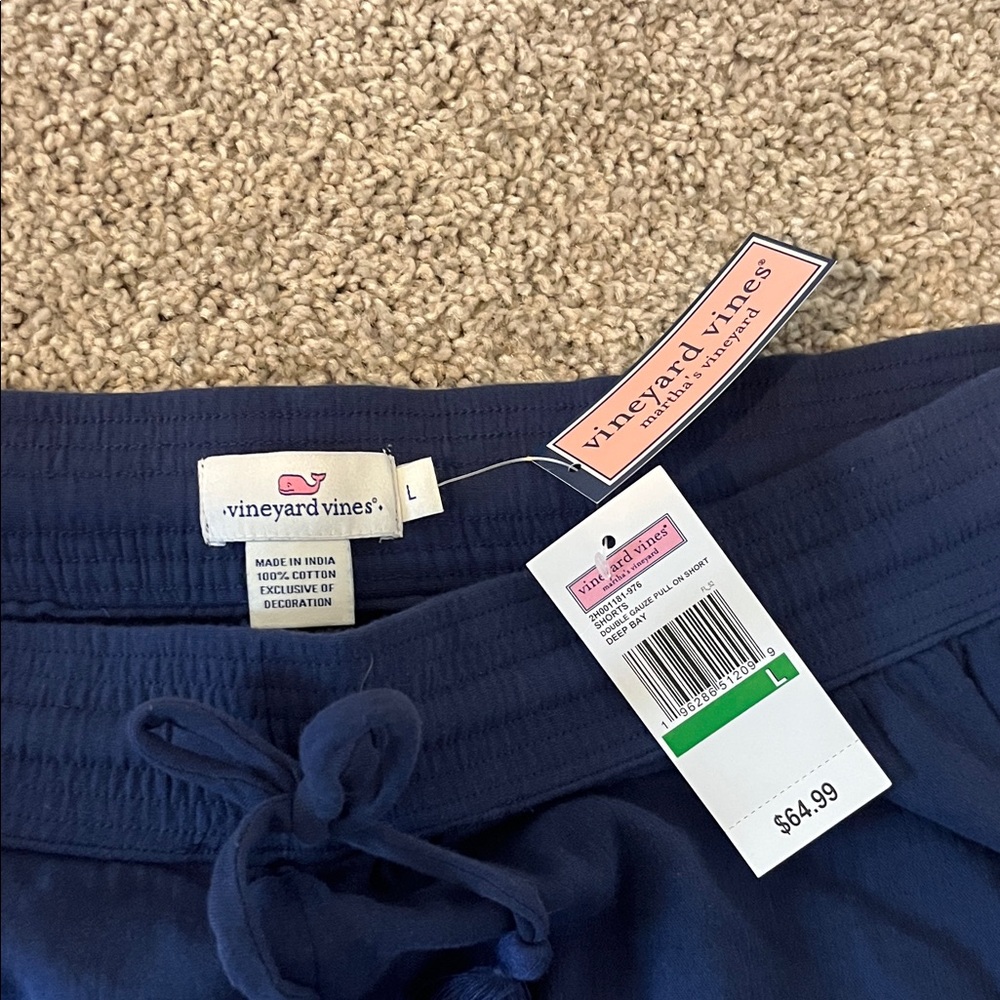 Vineyard Vines Deep Navy Elastic Waist Drawstring Shorts - Picture 2 of 2